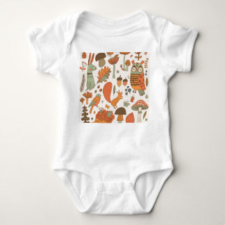 Forest Animals: Autumn Colourful Background. Baby Bodysuit