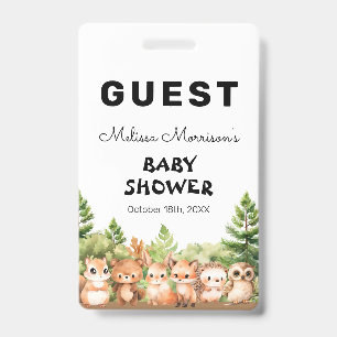 Forest Animals Baby Boy Shower Guest ID Badge