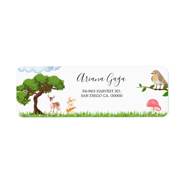 Forest Animals Baby Shower Address Label (Front)