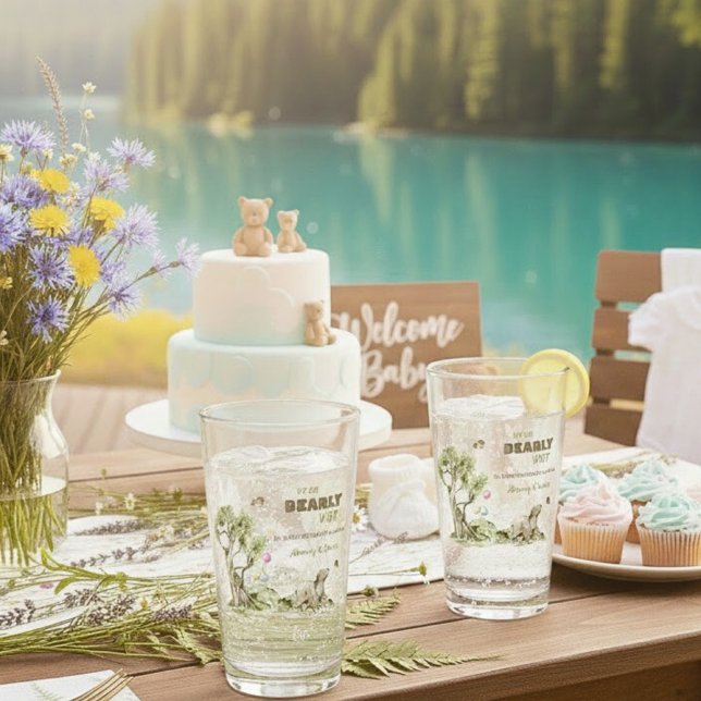 Forest Animals Bearly Wait Baby Shower Keepsake Glass (Forest Animals Bearly Wait Baby Shower Keepsake Glass ©Susanne Sachers - Sunny Mind 🌞)