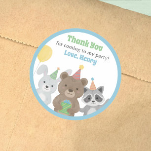 Forest Animals Birthday Party Favour Classic Round Sticker
