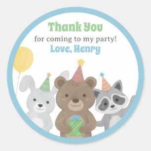 Forest Animals Birthday Party Favour Classic Round Sticker