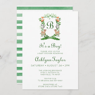 Forest Animals Crest It's A Boy Baby Shower Invitation