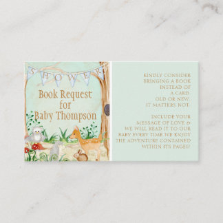 Forest Animals Deer Owl Woodland Book Request Business Card