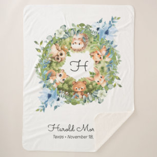 Forest Animals Dream Garden Baby Boy Nursery Sherpa Blanket