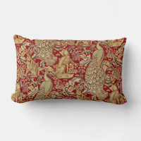 FOREST ANIMALS ,FOX, PEACOCK, HARE IN RED FLORAL T