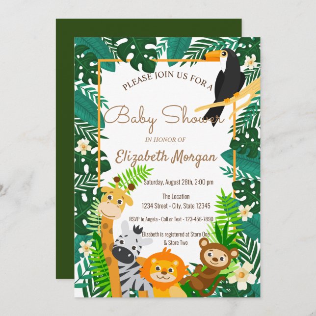 Forest Animals,Leaves Woodland Baby Shower Invitation (Front/Back)