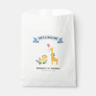 Forest Animals Lion Giraffe 1st Birthday Favour Bags