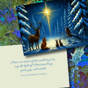 Forest Animals Mesmerized by the Christmas Star Holiday Card
