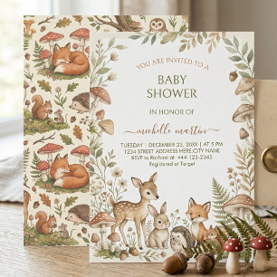 Forest Animals & Mushrooms Woodland Baby Shower Invitation