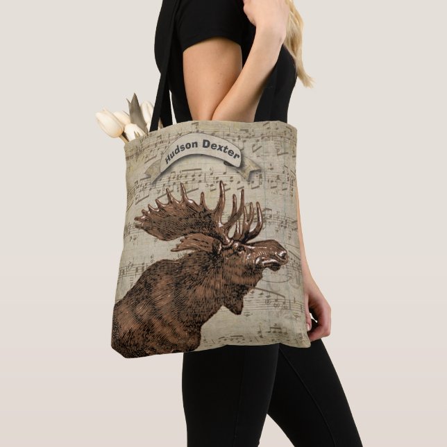 Forest Animals Musical Moose Tote Bag (Close Up)