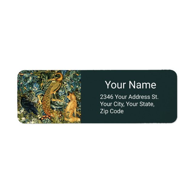 FOREST ANIMALS,PEACOCK AND FOX GREEN FLORAL (Front)