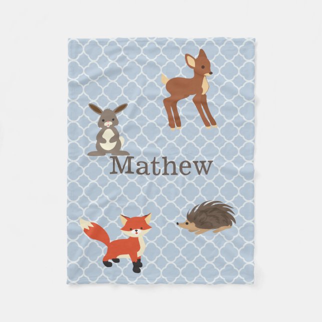 Forest Animals Personalised Fleece Blanket (Front)