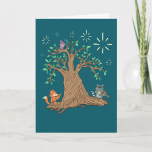 Forest Animals Playing Music   Woodland Folk Art  Card