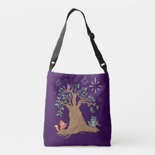 Forest Animals Playing Music Woodland Folk Art Crossbody Bag