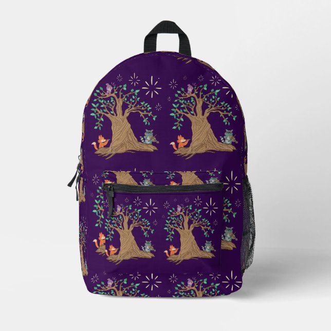 Forest Animals Playing Music | Woodland Folk Art Printed Backpack (Front)