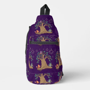 Forest Animals Playing Music Woodland Folk Art Sling Bag