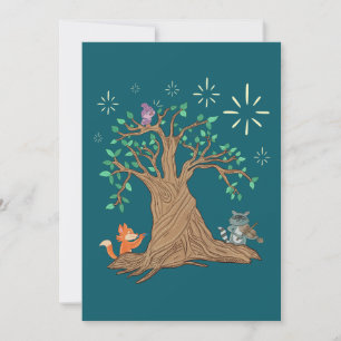 Forest Animals Playing Music   Woodland Folk Art  Thank You Card