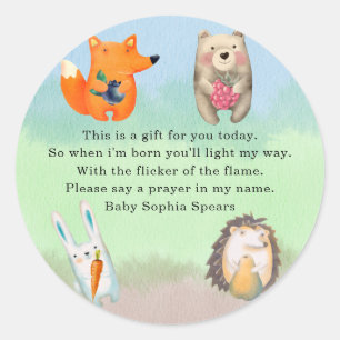 Forest animals - Prayer candle label