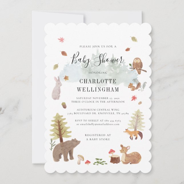 Forest Animals Rustic Baby Shower Invitation (Front)