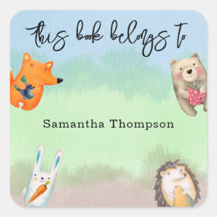 Forest animals - this book belongs to square sticker