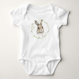 Forest Animals Watercolor Bunny Rabbit Simple Baby Bodysuit