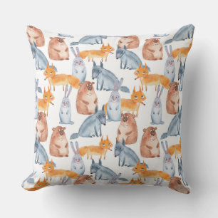 Forest animals. Watercolor Cushion