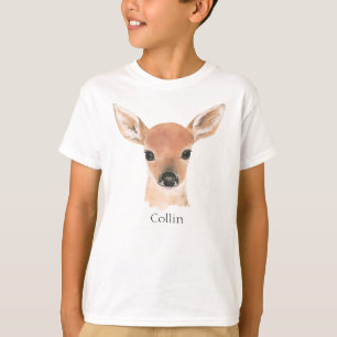 Forest Animals Watercolor Deer Typography Name T-Shirt