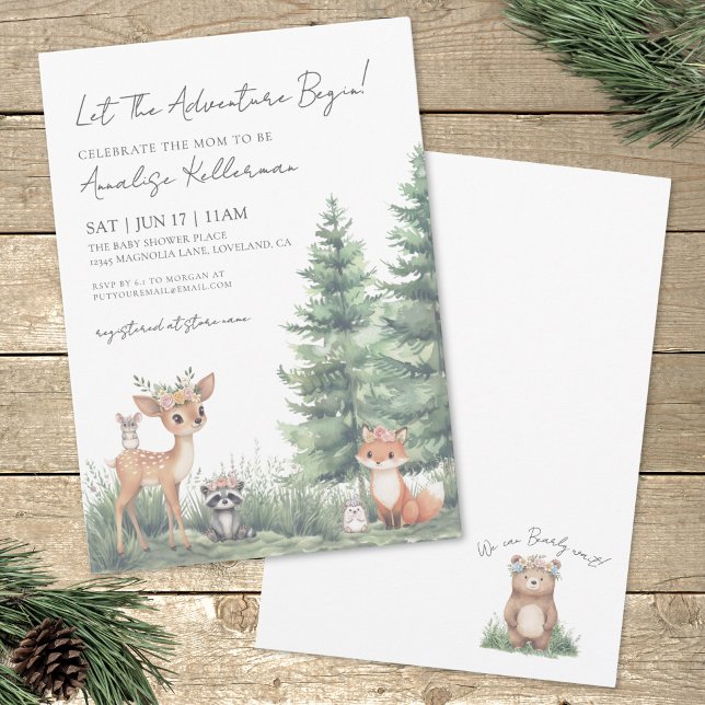 Forest Animals Watercolor Woodland Baby Shower Invitation (Forest Animals Boho Woodland Baby Shower Invitation)