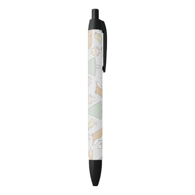 Forest Animals Wild Fox Chick Pine Tree Black Ink Pen (Bottom (Vertical))