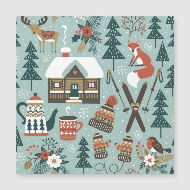 Forest Animals: Winter Vintage Seamless. (Front)