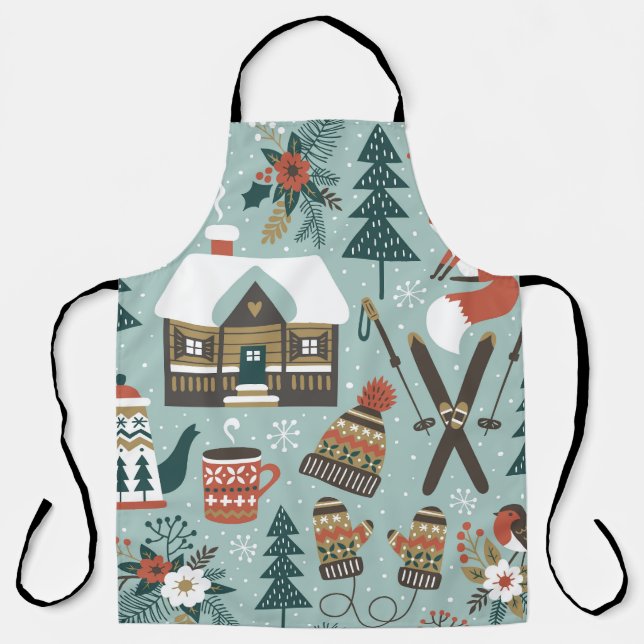 Forest Animals: Winter Vintage Seamless. Apron (Front)