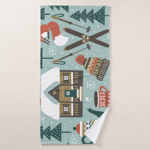 Forest Animals: Winter Vintage Seamless. Bath Towel