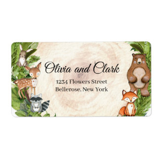 Forest animals wood log slice greenery baby