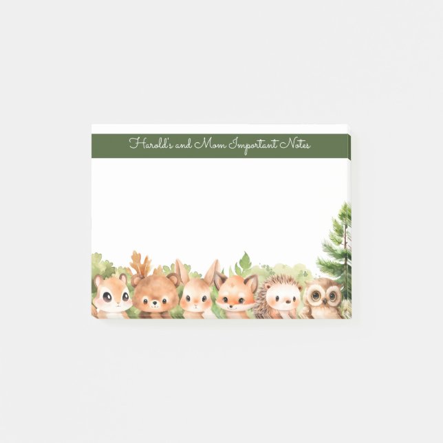Forest Animals Woodland Baby and Mum Post-it Notes (Front)