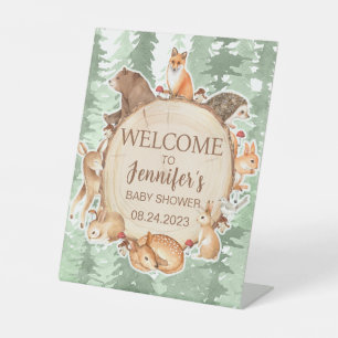 Forest animals Woodland baby shower welcome sign