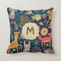 Forest Animals Woodland Navy Blue Monogram
