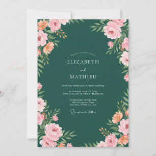 Forest Apricot Ranunculus Eucalyptus Wedding Invitation
