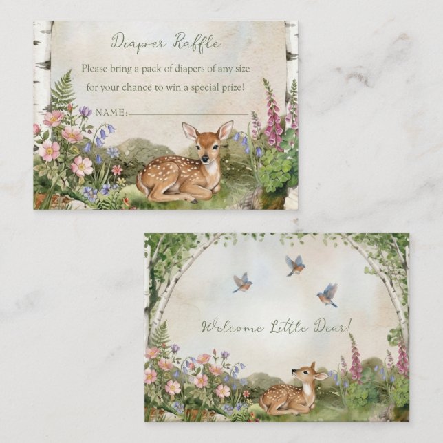 Forest Arch and Fawn Baby Shower Book Request Enclosure Card (Front/Back)