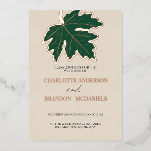 Forest Autumn Maple Leaf Wedding Rose Gold