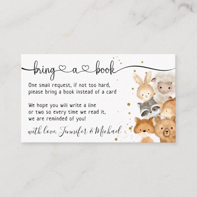 Forest Baby Animals Bring a Book Enclosure Card (Front)