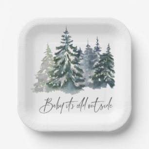 Forest Baby It’s Cold Outside Winter Baby Shower Paper Plate
