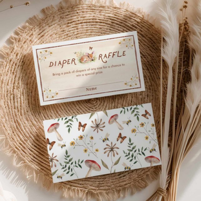 Forest Baby Shower Diaper Raffle Ticket Enclosure Card (Rustic Woodland Deer Diaper Raffle Ticket)