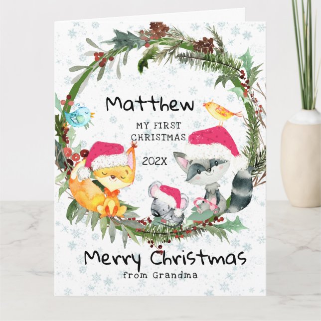 Forest Baby's First Christmas Card from Grandma (Front)