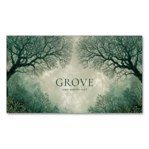 Forest Bare Tree Teal Sage Winter Woodland Magnetic Business Card