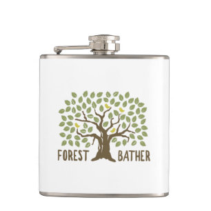 Forest Bather Birds Hip Flask