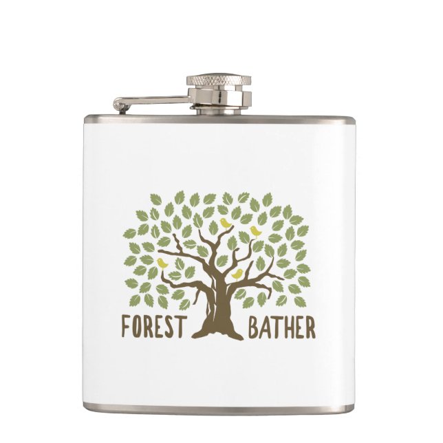Forest Bather Birds Hip Flask (Front)