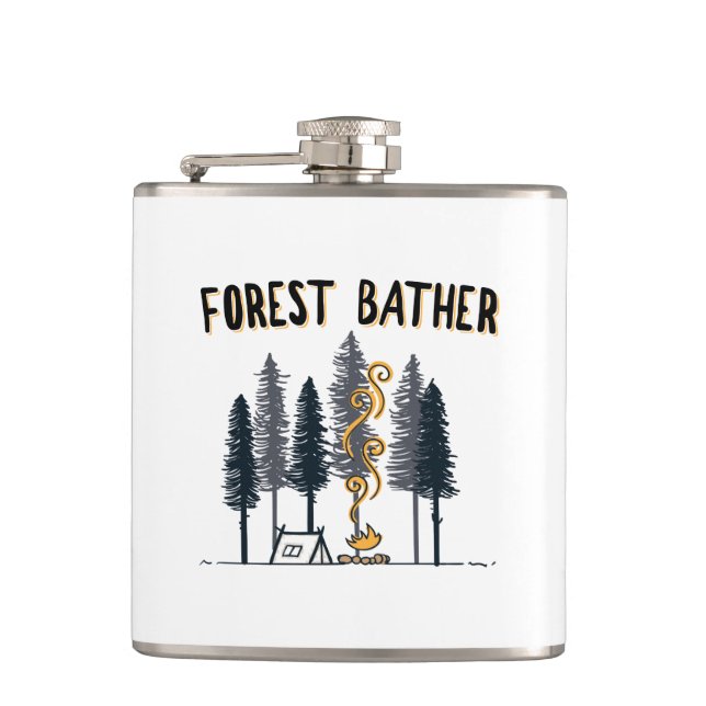 Forest Bather Camping Hip Flask (Front)