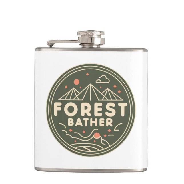 Forest Bather Circle Hip Flask (Front)