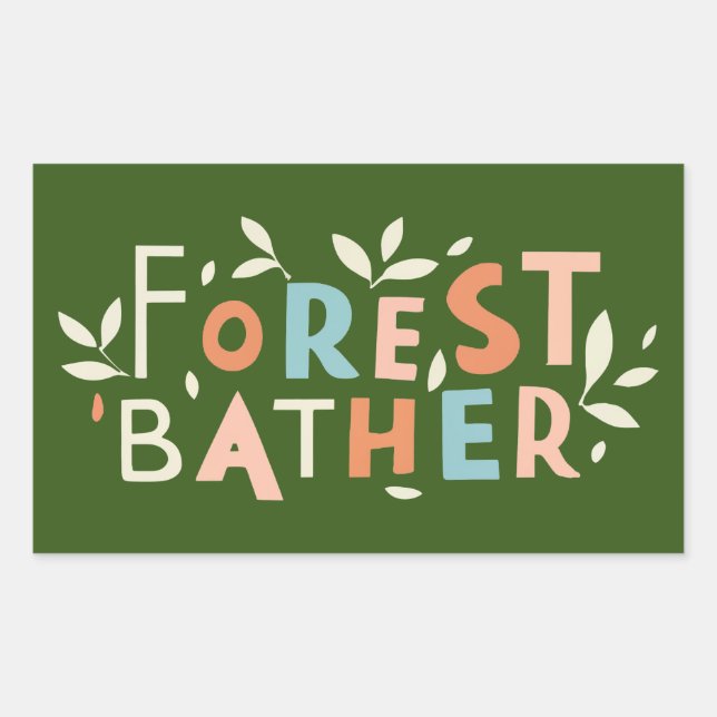 Forest Bather Custom Text Rectangular Sticker (Front)